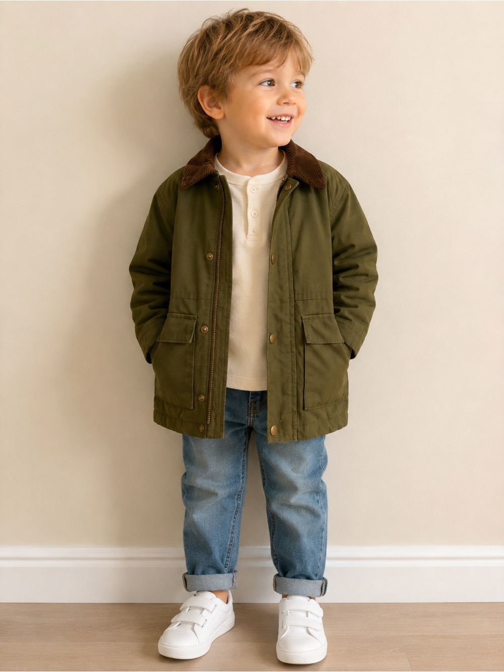 Zara Kids Olive Green Sherpa Lined Utility Jacket 2-3Y 98 cm